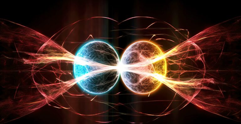 Quantum entanglement, scientific technology abstract concept. AI generated