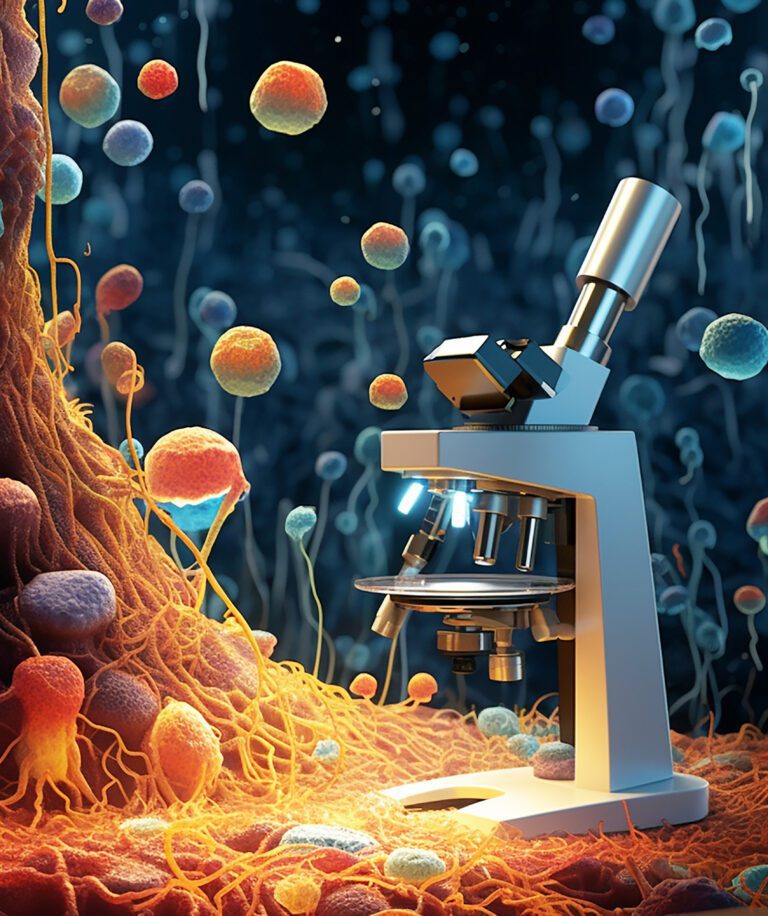 Working with Microscope in Laboratory Setting